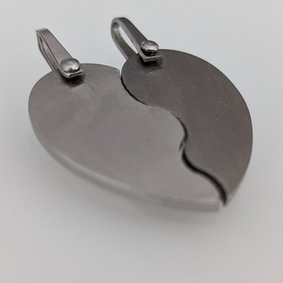 Half Hearts Stainless Steel Charms - Picture 3 of 4